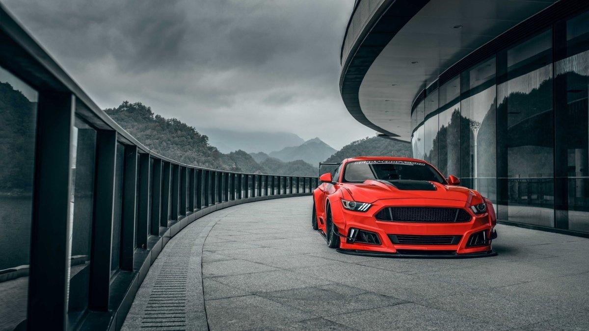 Ford Mustang Ecoboost V6 GT March1 Bullitt S550.1 S550.2 2015 2016 2017 2018 2019 2020 2021 2022 2023 with Aftermarket Parts - STORM Front Bumper Canards Carbon Fiber/FRP from Robot Craftsman