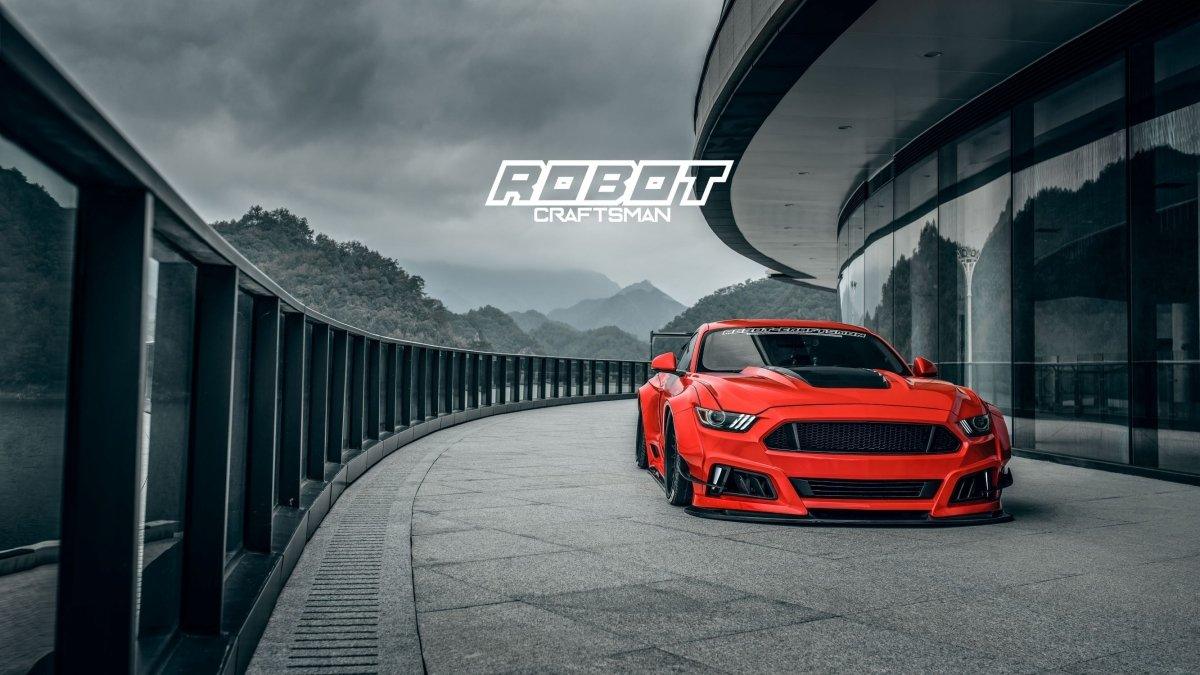 Ford Mustang Ecoboost V6 GT S550.1 2015 2016 2017 & Mustang Ecoboost V6 GT March1 Bullitt S550.2 2018 2019 2020 2021 2022 2023 with Aftermarket Parts - "STORM" Widebody Fender Flares Wheel Arches & Side Skirts Carbon Fiber / FRP from Robot Craftsman