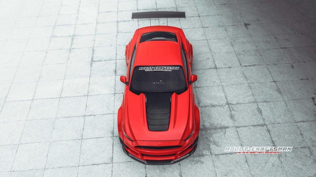 Ford Mustang Ecoboost V6 GT S550.1 2015 2016 2017 & Mustang Ecoboost V6 GT March1 Bullitt S550.2 2018 2019 2020 2021 2022 2023 with Aftermarket Parts - "STORM" Widebody Fender Flares Wheel Arches & Side Skirts Carbon Fiber / FRP from Robot Craftsman