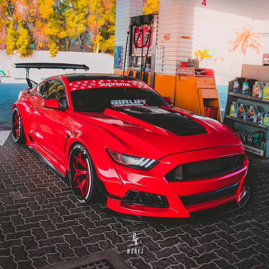Ford Mustang Ecoboost V6 GT S550.1 2015 2016 2017 & Mustang Ecoboost V6 GT March1 Bullitt S550.2 2018 2019 2020 2021 2022 2023 with Aftermarket Parts - "STORM" Widebody Fender Flares Wheel Arches & Side Skirts Carbon Fiber / FRP from Robot Craftsman