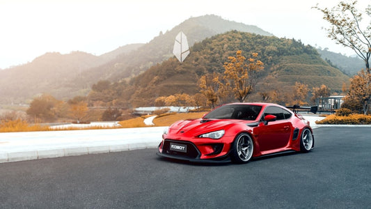 Toyota GT86 86 TRD GT SE Base ZN6 2017 2018 2019 2020 & Scion FR-S FRS ZN6 2013 2014 2015 2016 & BRZ TS Limited Premium ZN6 2013 2014 2015 2016 2017 2018 2019 2020 (compatible with ROBOT widebody kit) with Aftermarket Parts - Front Fenders Replacement & Rear Quarter Fender Flares & Side Skirts Carbon Fiber / FRP from Robot Craftsman