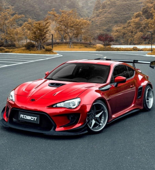 Toyota GT86 86 TRD GT SE Base ZN6 2017 2018 2019 2020 & Scion FR-S FRS ZN6 2013 2014 2015 2016 & BRZ TS Limited Premium ZN6 2013 2014 2015 2016 2017 2018 2019 2020 (compatible with ROBOT widebody kit) with Aftermarket Parts - Front Fenders Replacement & Rear Quarter Fender Flares & Side Skirts Carbon Fiber / FRP from Robot Craftsman