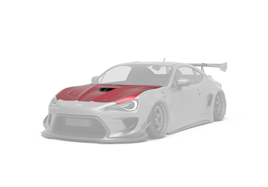 Toyota GT86 / Subaru BRZ / Scion FR-S with Robot Craftsman widebody kit, hood highlighted