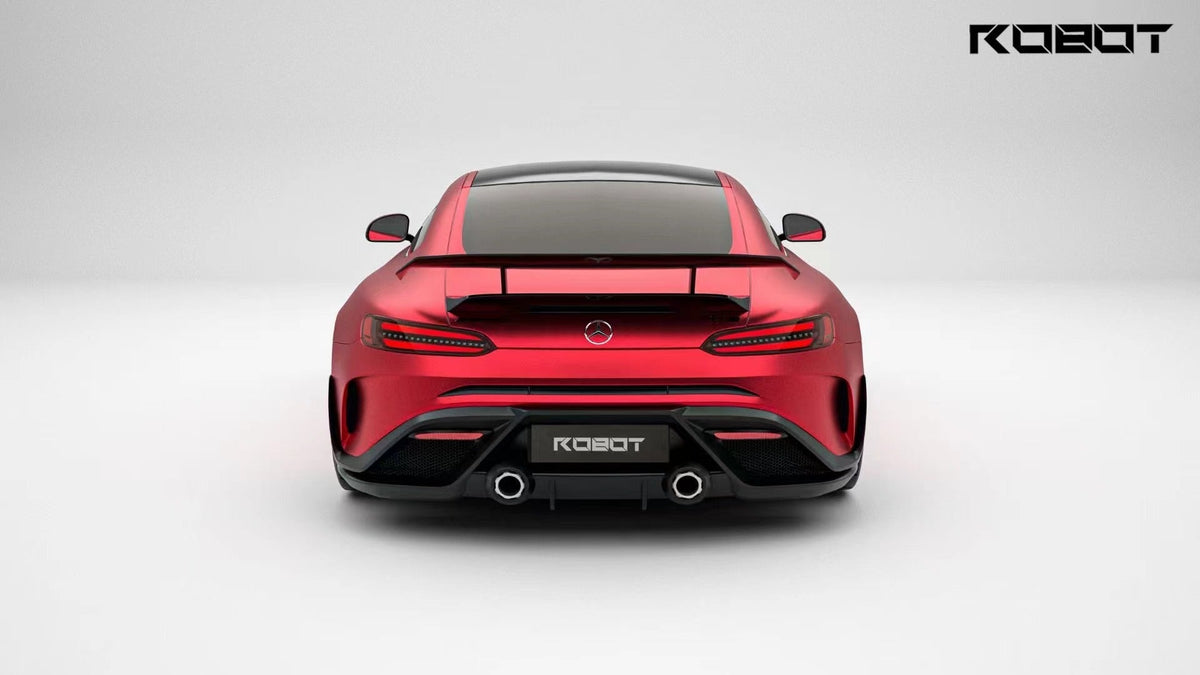 Mercedes Benz AMG GT/GTS C190 (fits both Pre-facelift & facelift) 2015 2016 2017 2018 2019 2020 2021 with Aftermarket Parts - Paragon Rear Bumper & Diffuser (Exhaust Pipe Extension & Tips Included) Carbon Fiber / FRP from Robot Craftsman
