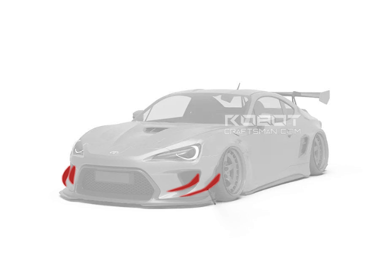 Toyota GT86 / BRZ / FR-S with Robot Craftsman widebody kit, front corner canards & inner vents canards (pair) highlighted