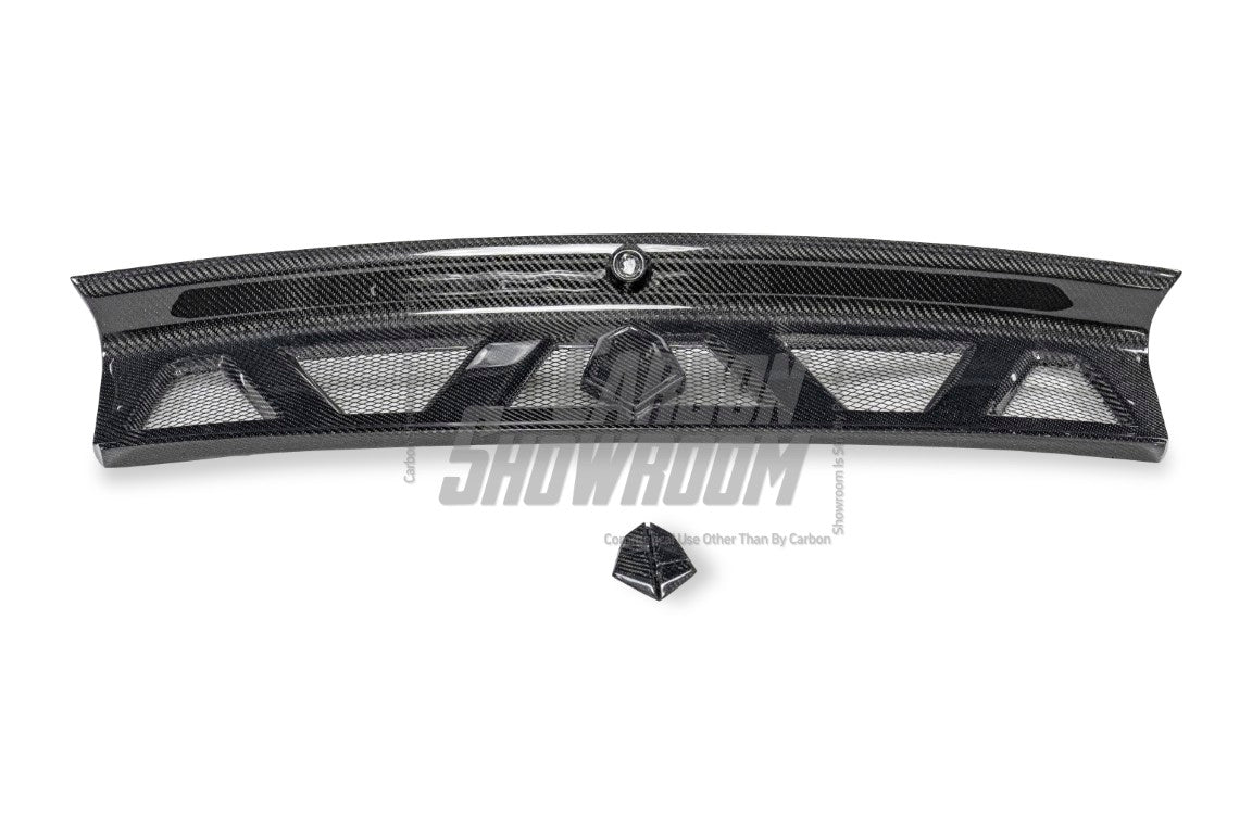 Ford Mustang Ecoboost V6 GT March1 Bullitt S550.1 S550.2 2015 2016 2017 2018 2019 2020 2021 2022 2023 with Aftermarket Parts - "DAWN & DUSK" Trunk Deck Lid Back Cover with Wooden Boat Badge Carbon Fiber / FRP from Robot Craftsman