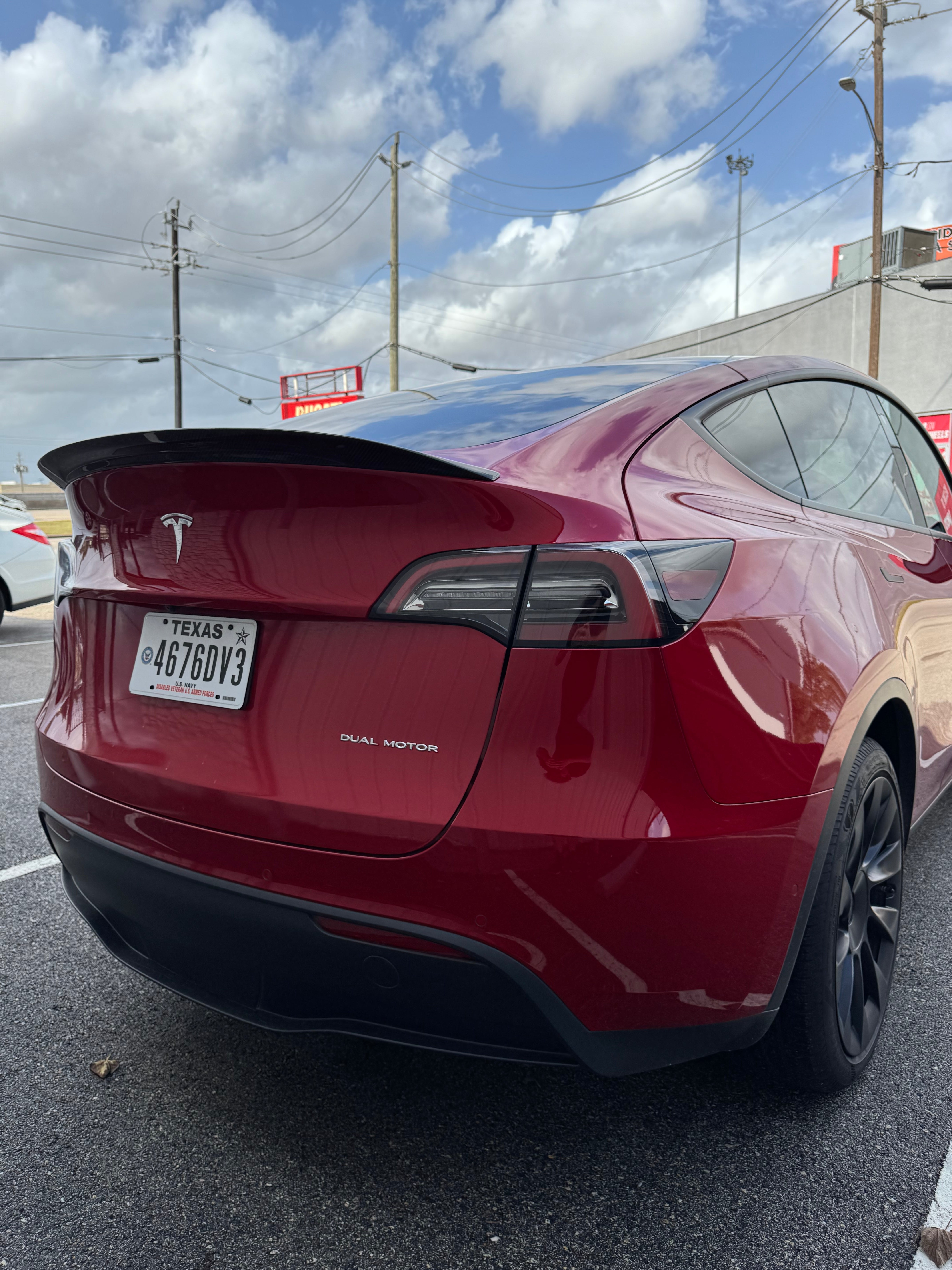 Tesla Model Y Performance AWD Long Range RWD Standard 2020 2021 2023 2024 with Aftermarket Parts - "STARSHIP" Rear Ducktail Spoiler Carbon Fiber / FRP from Robot Craftsman