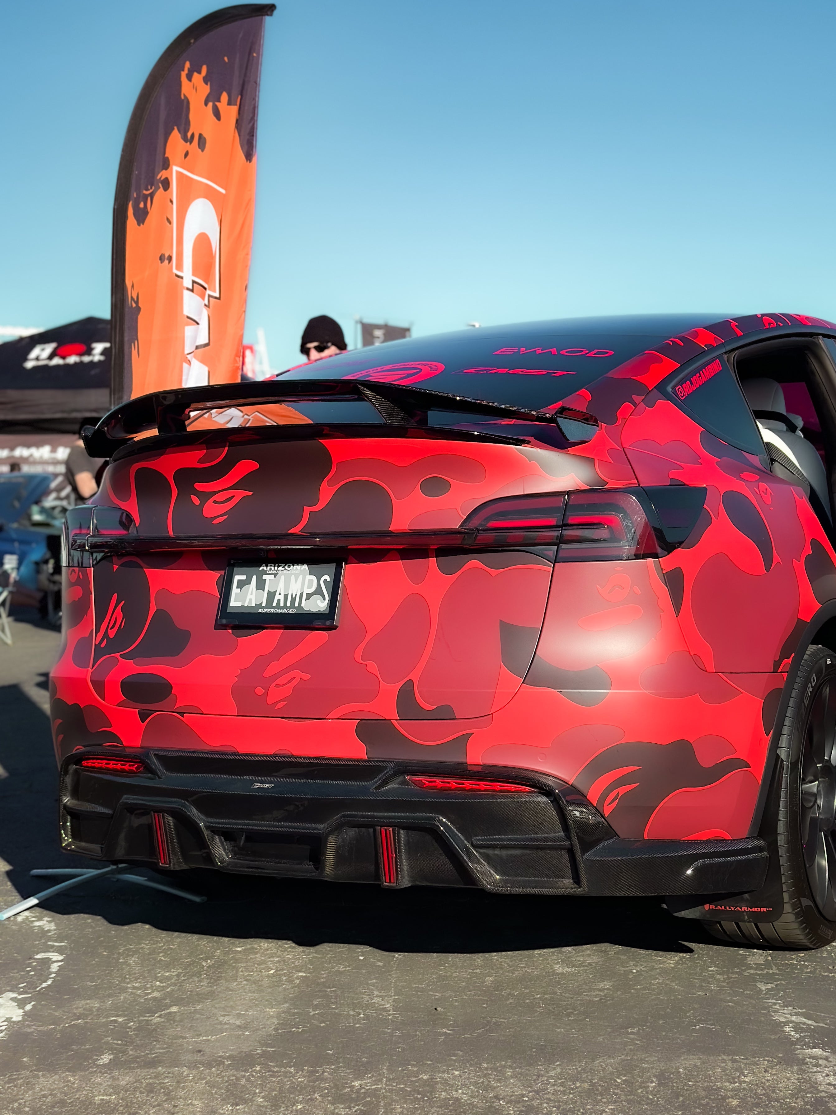 Tesla Model Y Performance AWD Long Range RWD Standard 2020 2021 2023 2024 with Aftermarket Parts - "STARSHIP" Rear Spoiler Wing Carbon Fiber / FRP from Robot Craftsman