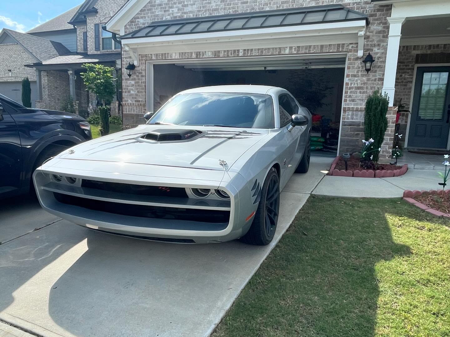 Dodge Challenger Demon Redeye Hellcat T/A Scat Pack 392 SRT R/T SXT SE 2008 2009 2010 2011 2012 2013 2014 2015 2016 2017 2018 2019 2020 2021 2022 2023 with Aftermarket Parts - "CHOPPER" Front Bumper Carbon Fiber / FRP from Robot Craftsman