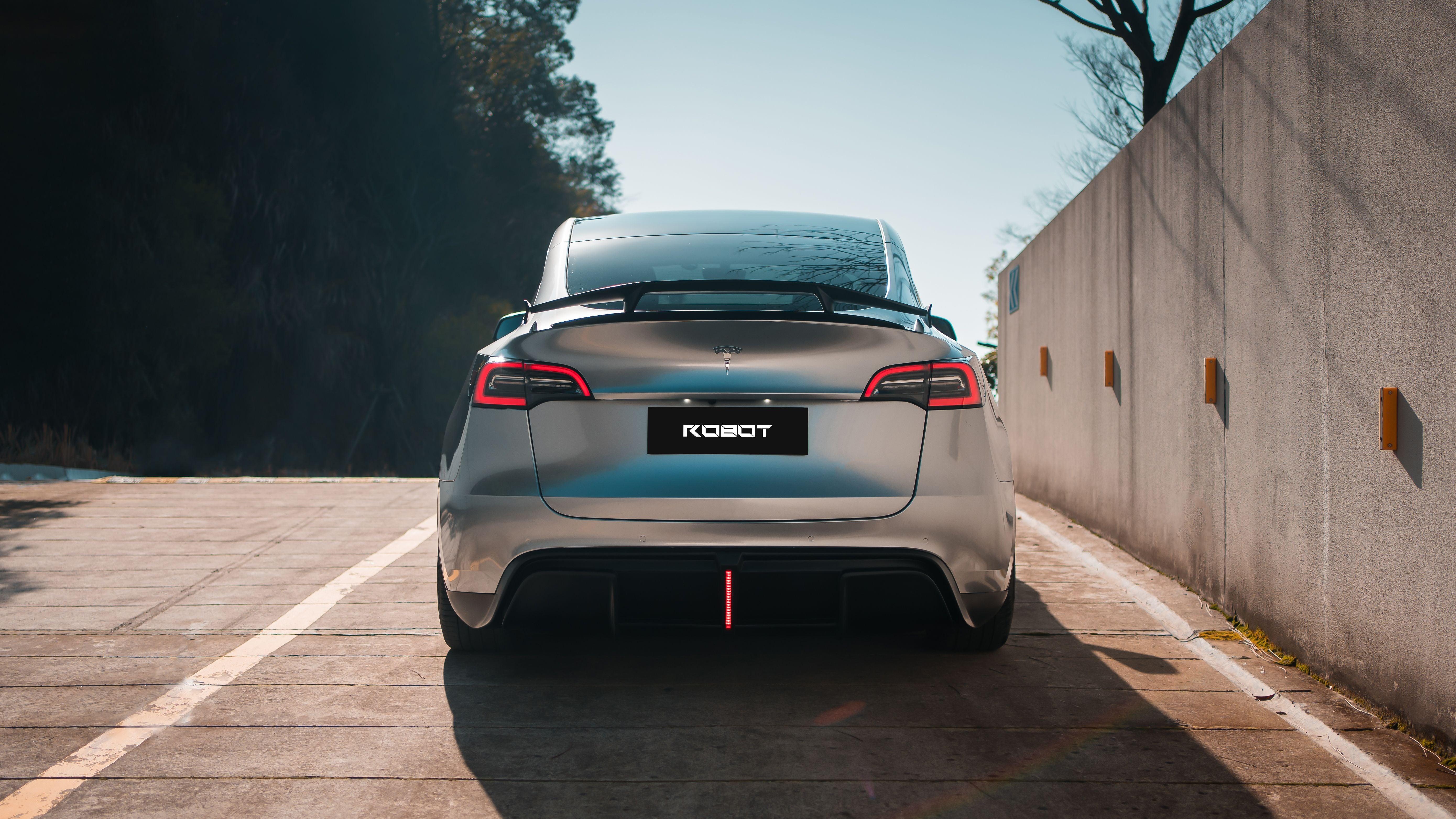 Tesla Model Y Performance AWD Long Range RWD Standard 2020 2021 2023 2024 with Aftermarket Parts - "STARSHIP" Rear Spoiler Wing Carbon Fiber / FRP from Robot Craftsman