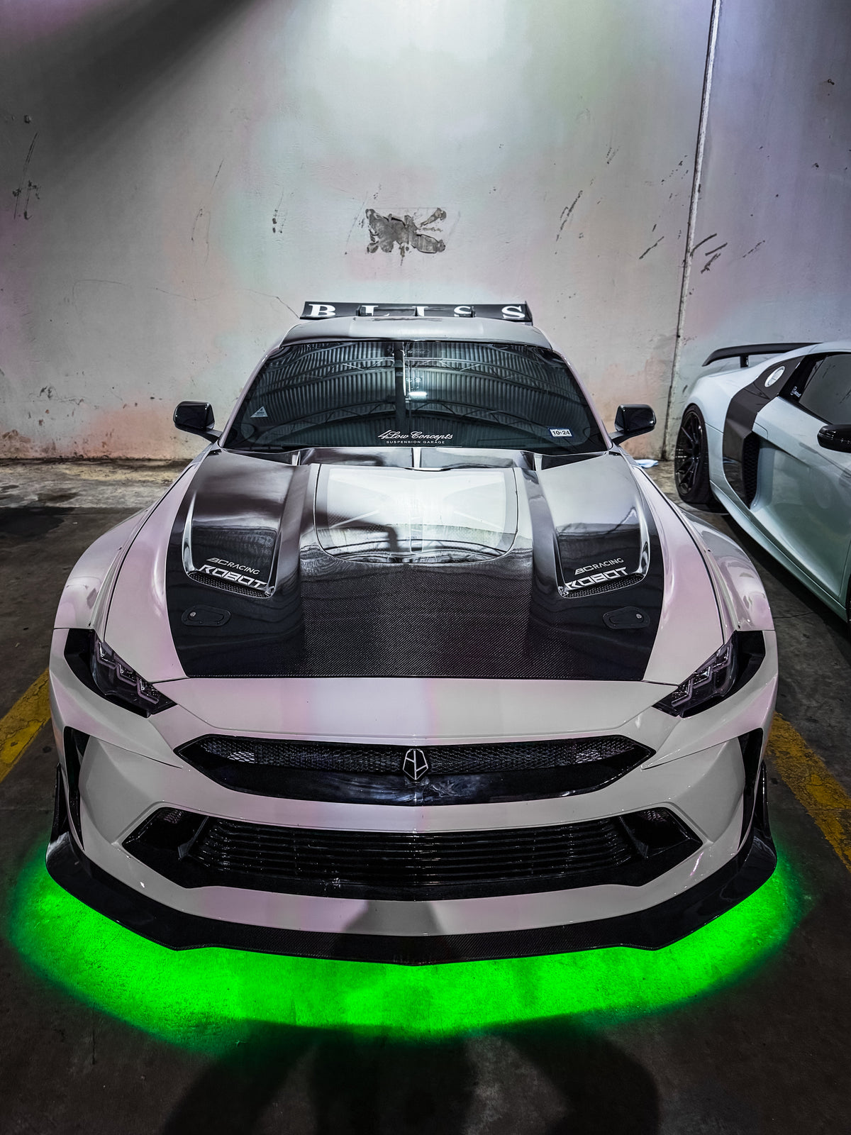 Ford Mustang Ecoboost V6 GT S550.1 2015-2017 & Mustang Ecoboost V6 GT March1 Bullitt S550.2 2018-2023 with Aftermarket Parts - "DAWN"  Hood Bonnet Carbon Fiber / FRP from Robot Craftsman