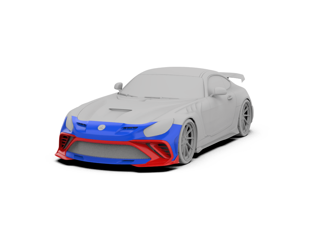 Mercedes Benz AMG GT/GTS/GTC C190 (fits both Pre-facelift & facelift) 2015 2016 2017 2018 2019 2020 2021 with Aftermarket Parts - Paragon Style Front Bumper & Lip Carbon Fiber / FRP from Robot Craftsman