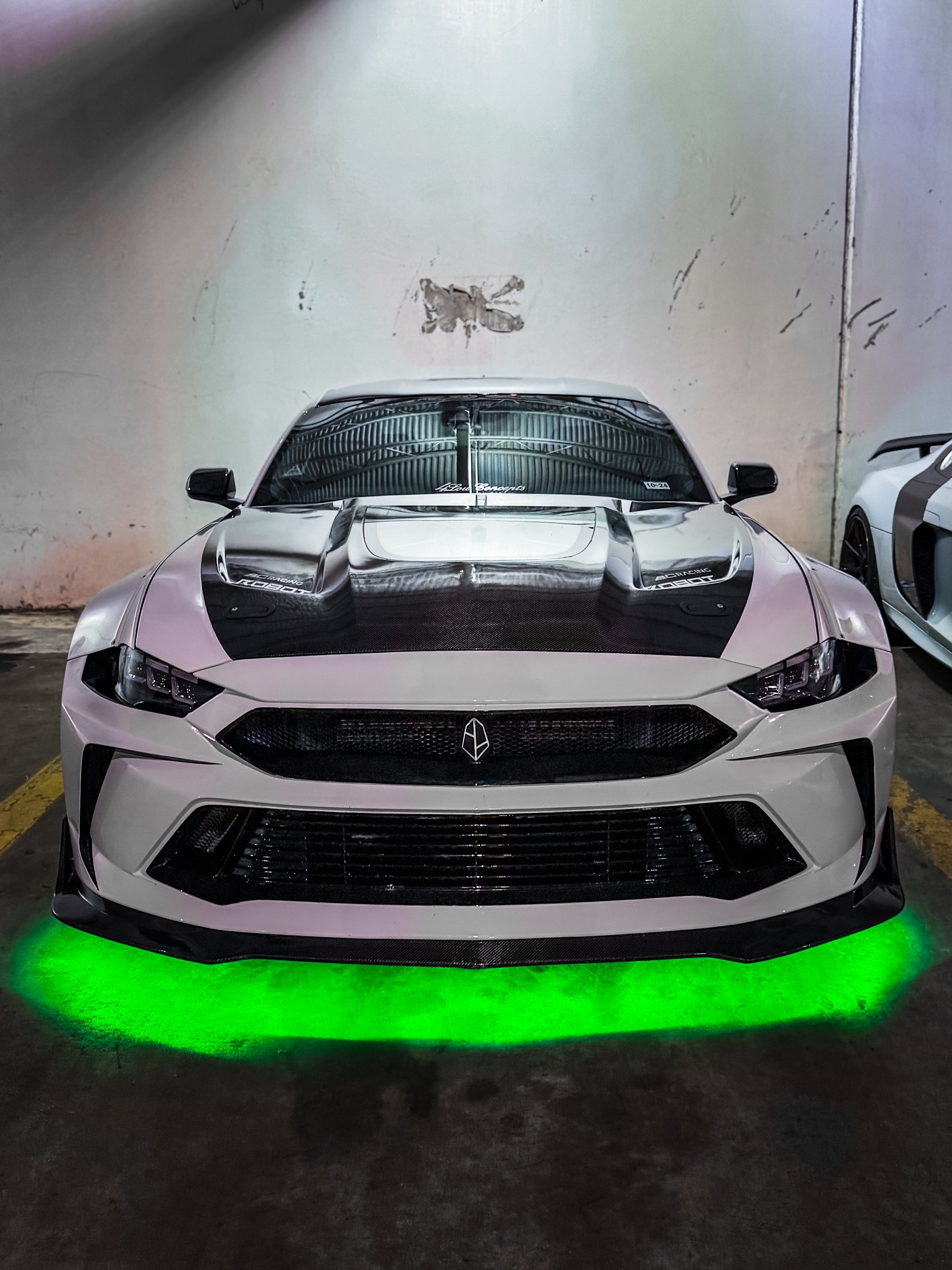 Ford Mustang Ecoboost V6 GT S550.1 2015-2017 & Mustang Ecoboost V6 GT March1 Bullitt S550.2 2018-2023 with Aftermarket Parts - "DAWN"  Hood Bonnet Carbon Fiber / FRP from Robot Craftsman