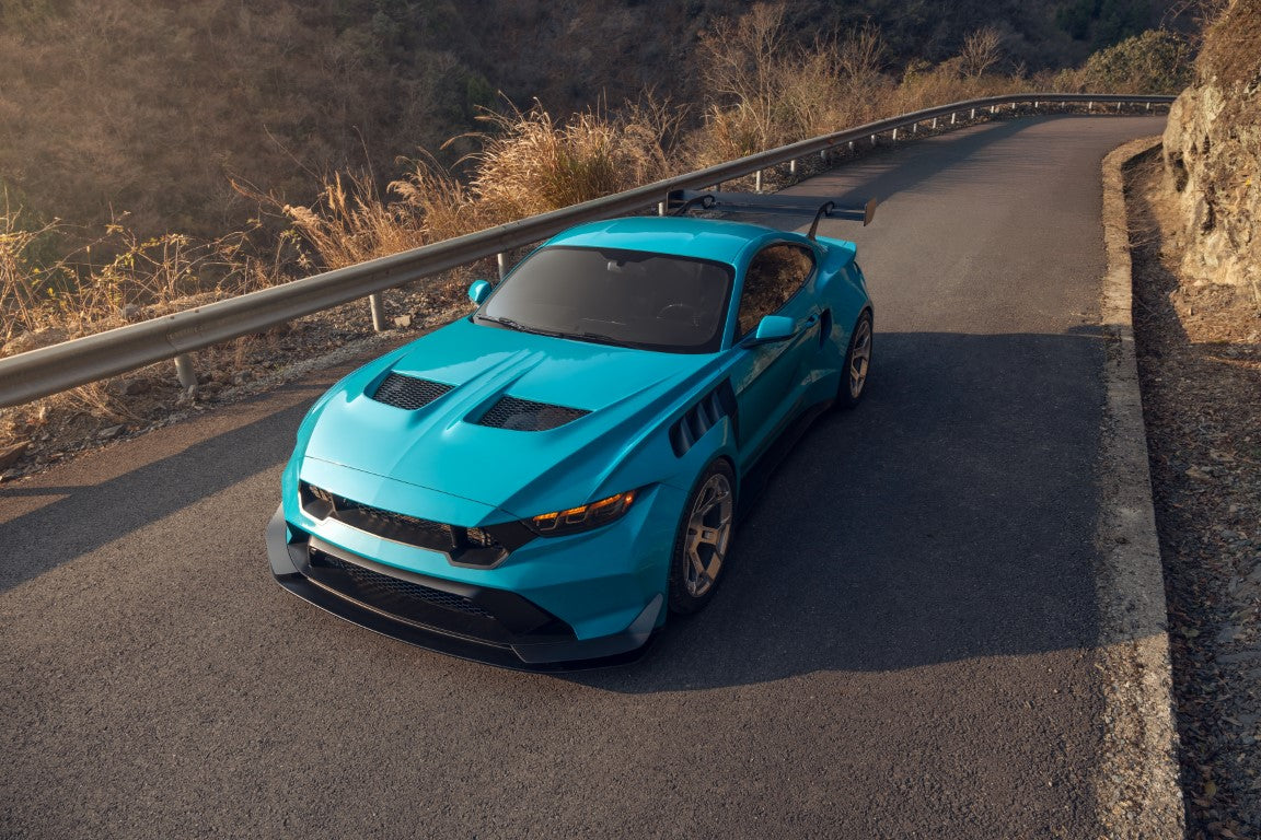 Ford Mustang Ecoboost V6 GT March1 Bullitt S550.1 S550.2 2015 2016 2017 2018 2019 2020 2021 2022 2023 (designed for ROBOT CRAFTSMAN S550 GTD Style widebody kit, S550.2 requires S550.1 headlight) with Aftermarket Parts - GTD Style Front Bumper Canards Carbon Fiber  FRP from Robot Craftsman