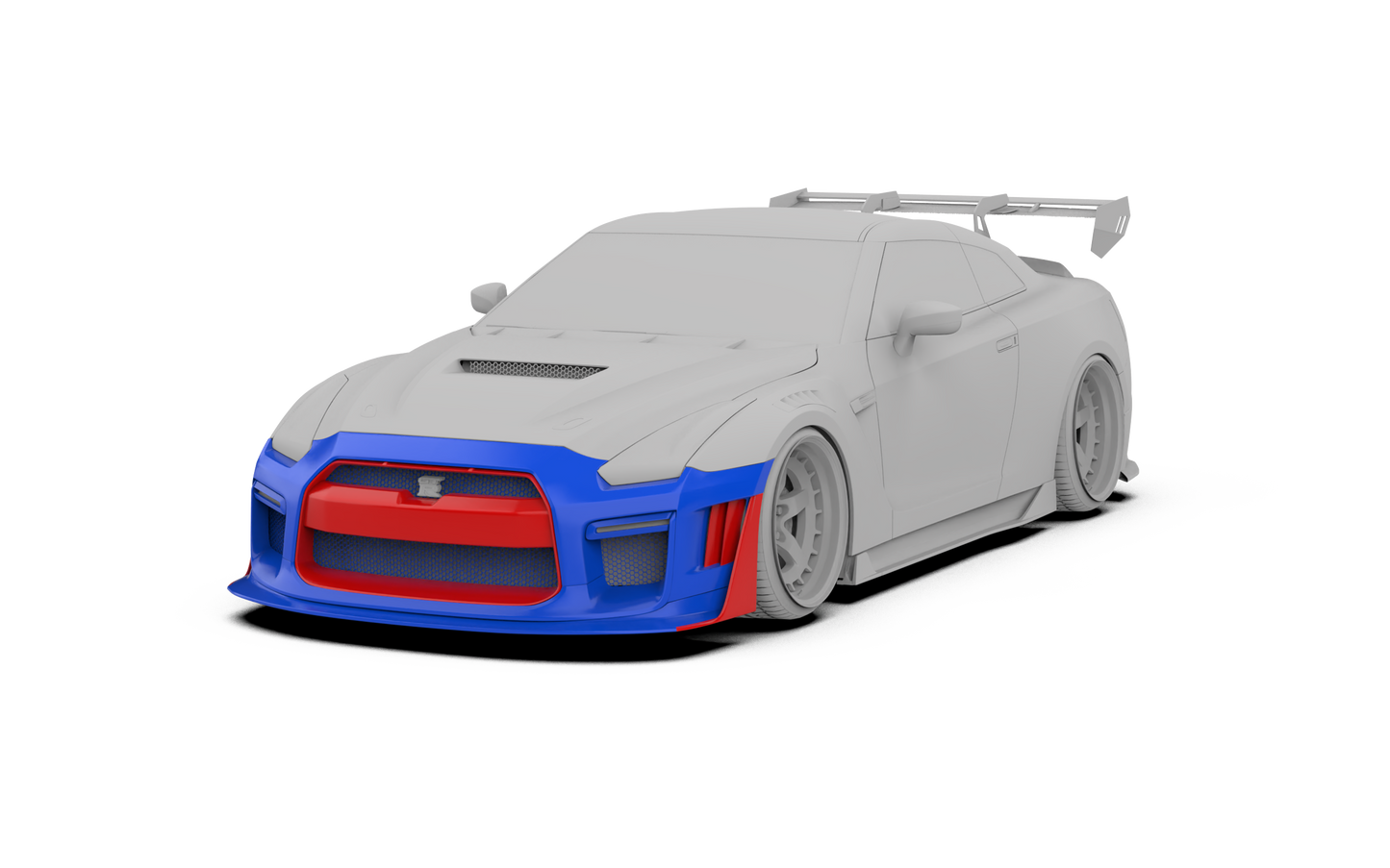 Nissan GTR Nismo Black Edition Track Edition Premium Base CBA DBA 2008 2009 2010 2011 2012 2013 2014 2015 2016 (for installation on 2017 2018 2019 2020 2021 2022 2023 2024 vehicles, 2008 2009 2010 2011 2012 2013 2014 2015 2016 hood is recommended) with Aftermarket Parts - "Godzilla" Narrow Body Front Bumper & Front Lip Carbon Fiber / FRP from Robot Craftsman