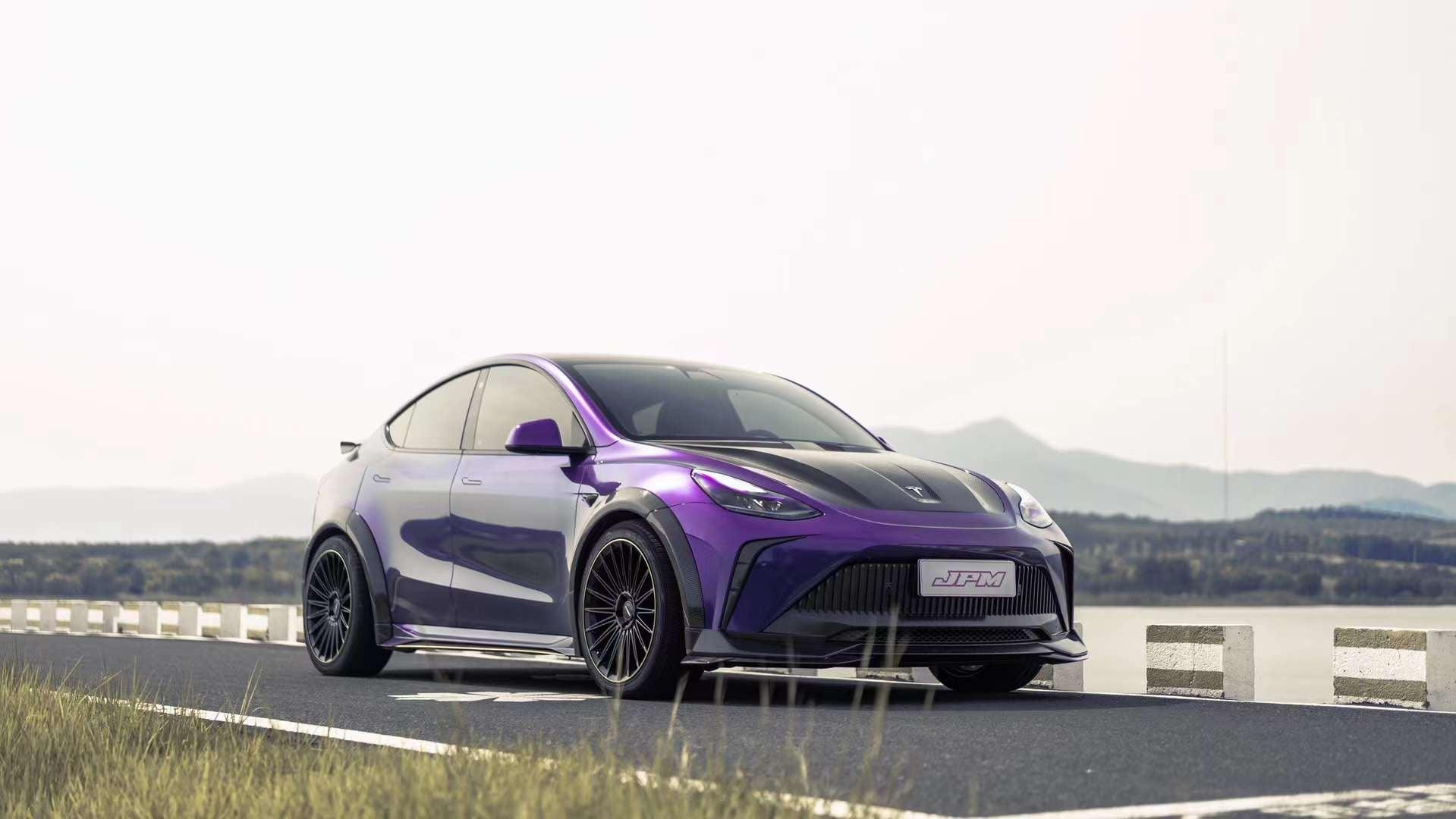 Tesla Model Y Performance AWD Long Range RWD Standard 2020 2021 2022 2023 2024 with Aftermarket Parts - "STARSHIP" Widebody Wheel Arches Carbon Fiber / FRP from Robot Craftsman