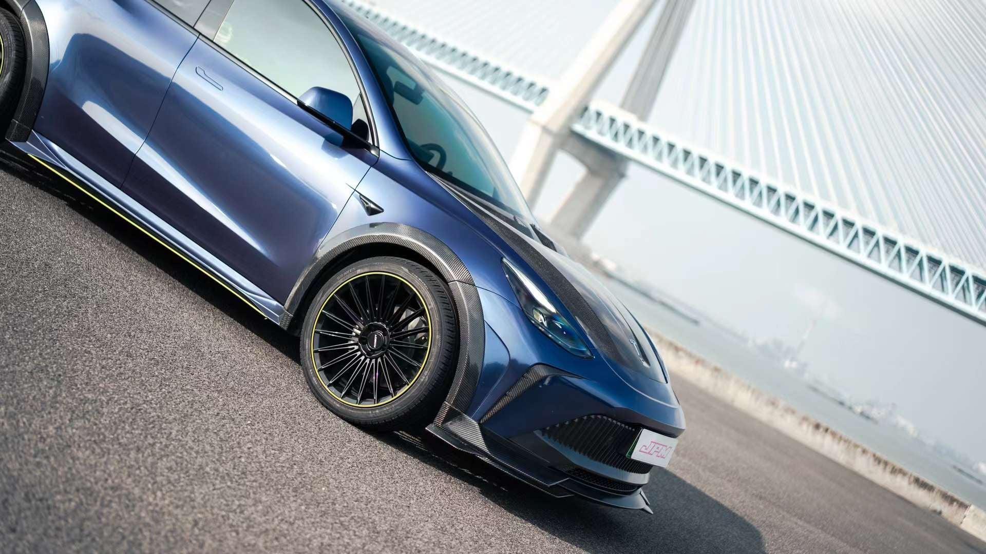 Tesla Model Y Performance AWD Long Range RWD Standard 2020 2021 2022 2023 2024 with Aftermarket Parts - "STARSHIP" Widebody Wheel Arches Carbon Fiber / FRP from Robot Craftsman