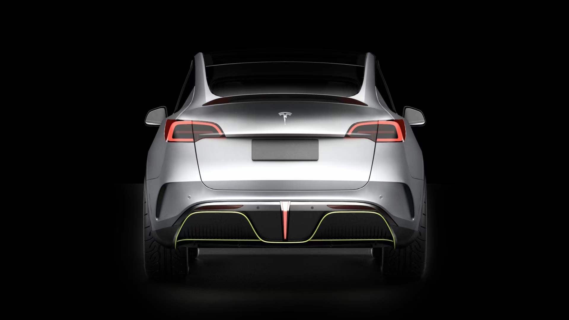 Tesla Model Y Performance AWD Long Range RWD Standard 2020 2021 2022 2023 2024 with Aftermarket Parts - "STARSHIP" Rear Bumper & Diffuser (Third Brake Light Included) PPfrom Robot Craftsman