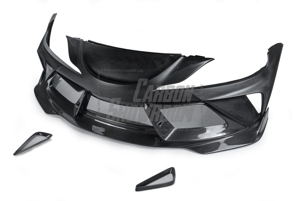 Toyota Supra MK5 A90 A91 3.0 2.0 2020 2021 2022 2023 2024 with Aftermarket Parts - "Alerion" Narrow Body Front Bumper & Lip Carbon Fiber / FRP from Robot Craftsman