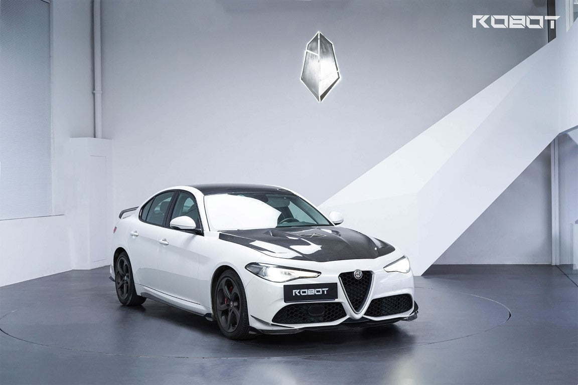 Alfa Romeo Giulia Sport Veloce Ti Sprint RWD AWD 2017 2018 2019 2020 2021 2022 2023 2024 (not suitable for Base and Lusso front bumpers) with Aftermarket Parts - "HIDROGAI" Front Corner Canards Carbon Fiber / FRP from Robot Craftsman