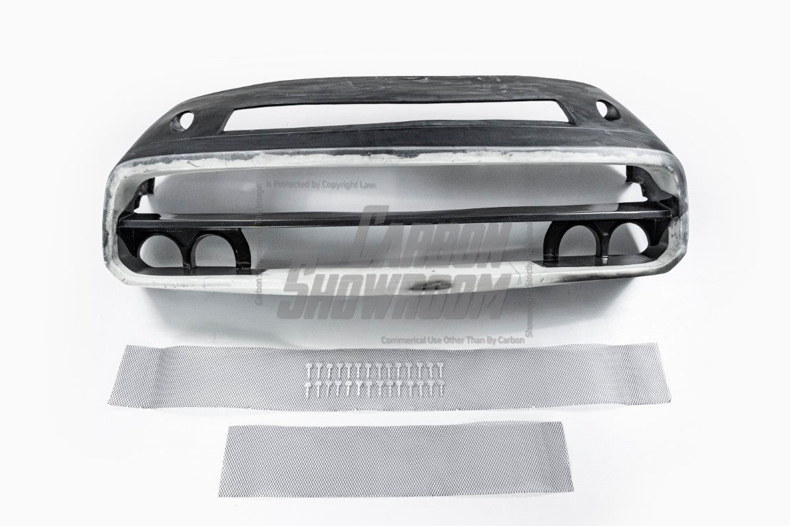 Dodge Challenger Demon Redeye Hellcat T/A Scat Pack 392 SRT R/T SXT SE 2008 2009 2010 2011 2012 2013 2014 2015 2016 2017 2018 2019 2020 2021 2022 2023 with Aftermarket Parts - "CHOPPER" Front Bumper Carbon Fiber / FRP from Robot Craftsman