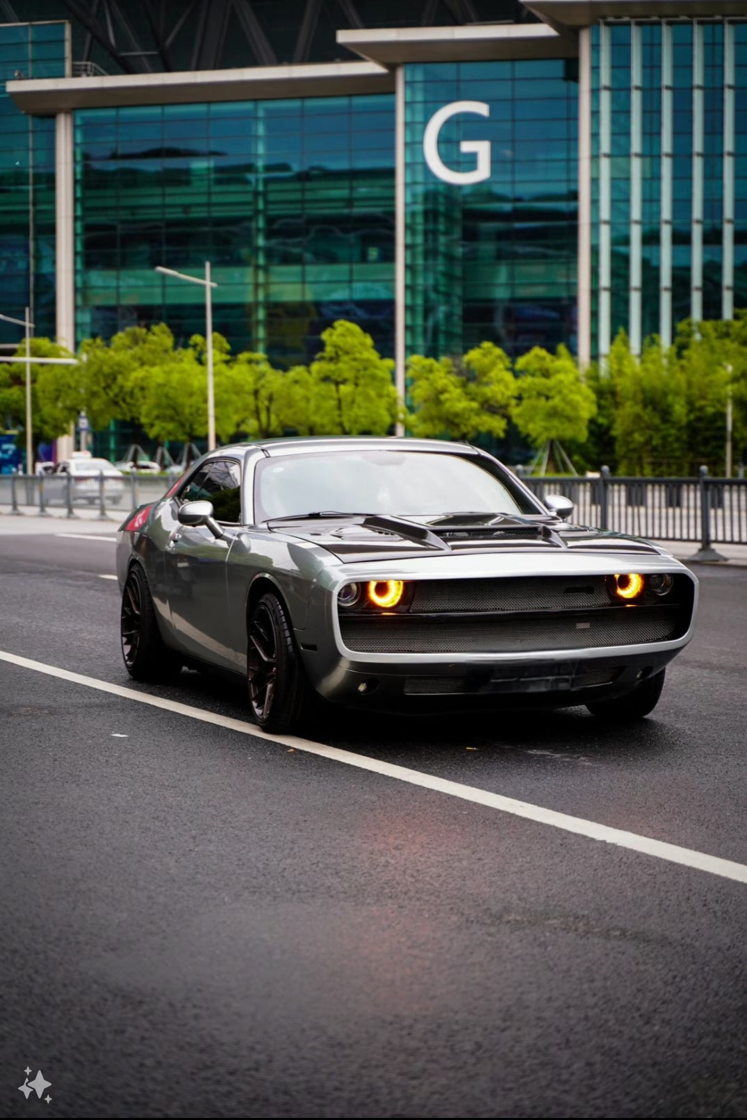 Challenger Demon Redeye Hellcat T/A Scat Pack 392 SRT R/T SXT SE 2008 2009 2010 2011 2012 2013 2014 2015 2016 2017 2018 2019 2020 2021 2022 2023 with Aftermarket Parts - "CHOPPER" Front Bumper Carbon Fiber / FRP from Robot Craftsman