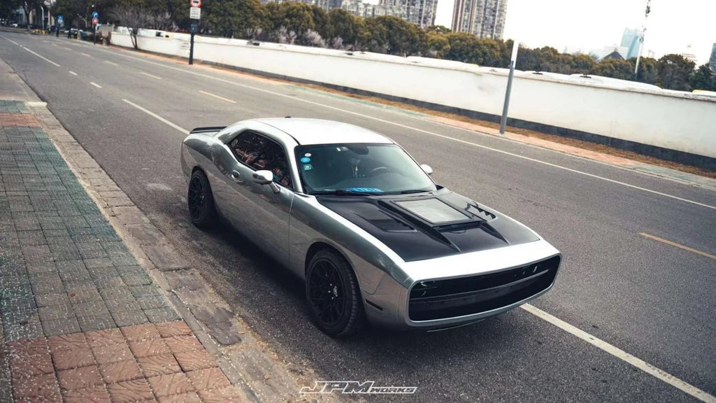 Challenger Demon Redeye Hellcat T/A Scat Pack 392 SRT R/T SXT SE 2008 2009 2010 2011 2012 2013 2014 2015 2016 2017 2018 2019 2020 2021 2022 2023 with Aftermarket Parts - "CHOPPER" Front Bumper Carbon Fiber / FRP from Robot Craftsman