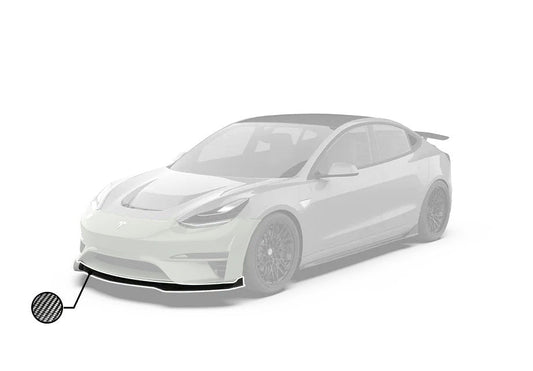 Tesla Model 3 Performance Long Range Standard Base 2017 2018 2019 2020 2021 2022 2023 with Aftermarket Parts - Crypton Front Bumper & Lip Carbon Fiber / FRP from Robot Craftsman