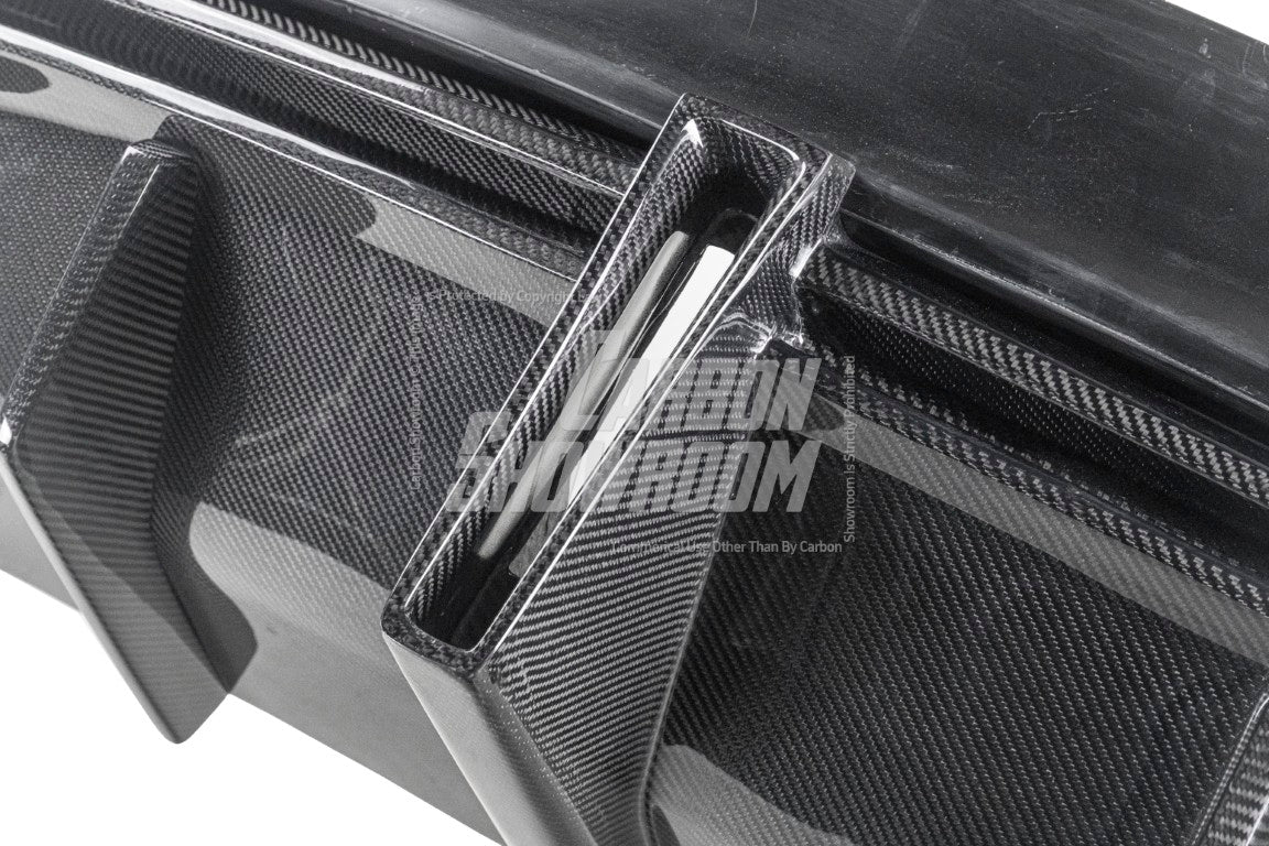 Tesla Model 3 Performance Long Range Standard Base 2017 2018 2019 2020 2021 2022 2023 with Aftermarket Parts - Crypton Rear Bumper & Diffuser Carbon Fiber / FRP from Robot Craftsman