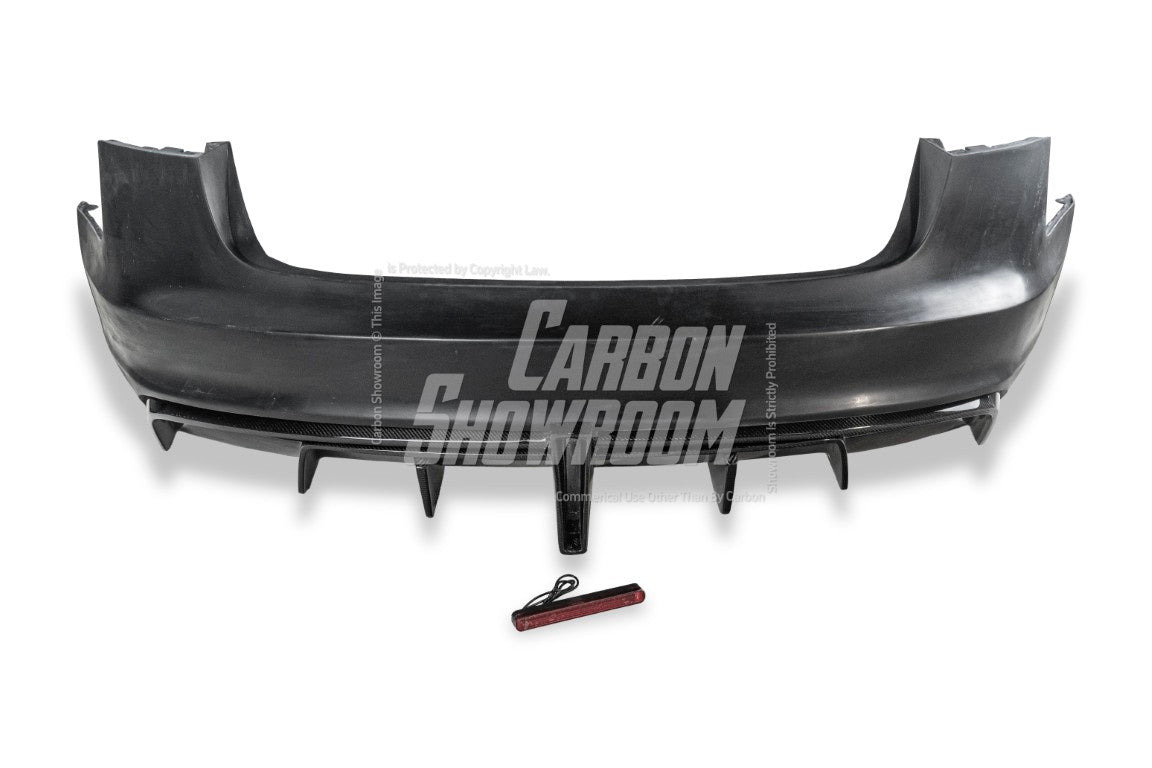 Tesla Model 3 Performance Long Range Standard Base 2017 2018 2019 2020 2021 2022 2023 with Aftermarket Parts - Crypton Rear Bumper & Diffuser Carbon Fiber / FRP from Robot Craftsman
