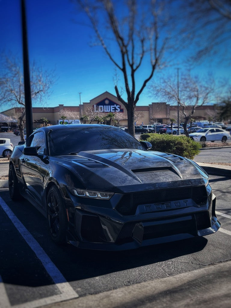 Ford Mustang S650 2.3 Ecoboost 5.0 GT Dark Horse 2024-ON with Aftermarket Parts - DARKSTAR Front Bumper & Lip Carbon Fiber / FRP from Robot Craftsman
