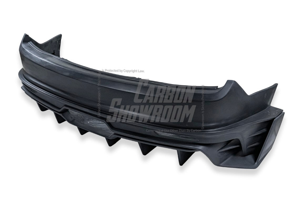 Ford Mustang Ecoboost V6 GT March1 Bullitt S550.1 S550.2 2015 2016 2017 2018 2019 2020 2021 2022 2023 with Aftermarket Parts - DAWN & DUSK Rear Bumper & Diffuser & Exhaust Tip Trim Carbon Fiber / FRP from Robot Craftsman