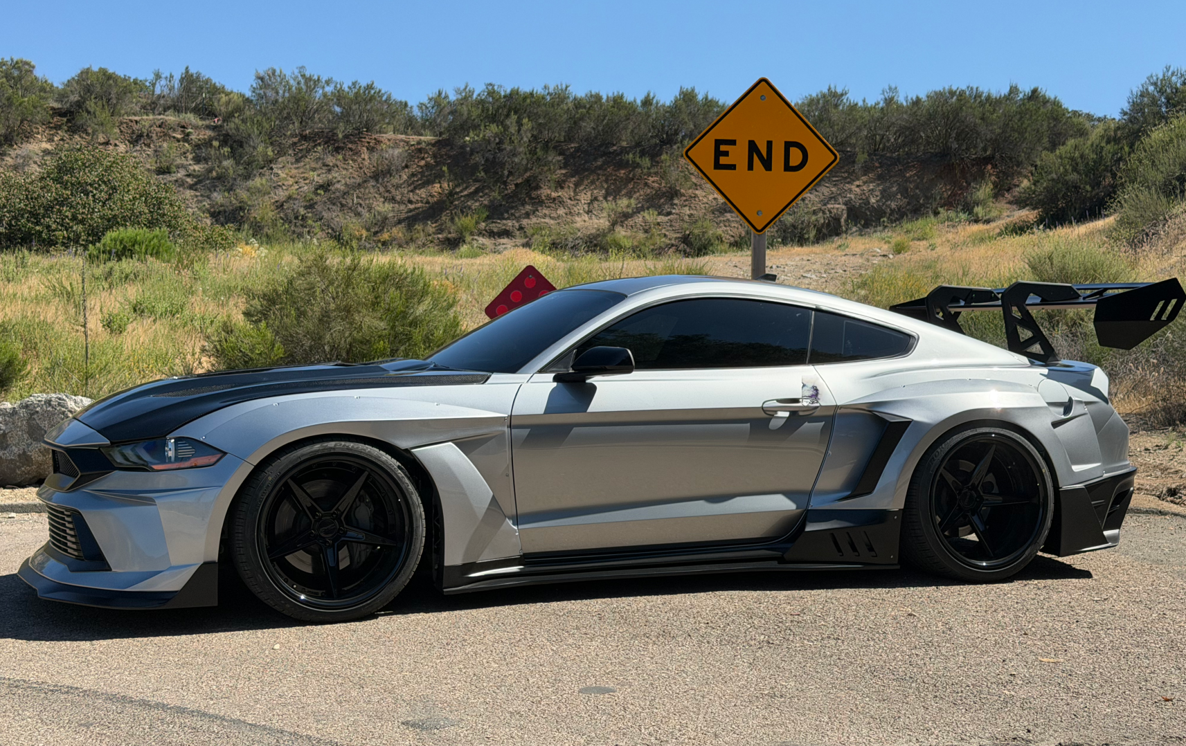 Ford Mustang Ecoboost V6 GT March1 Bullitt S550.1 S550.2 2015 2016 2017 2018 2019 2020 2021 2022 2023 with Aftermarket Parts - "DAWN & DUSK" Rear Wing & Spoiler Carbon Fiber / FRP from Robot Craftsman