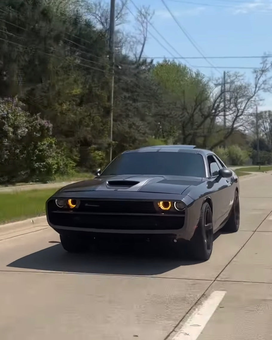 Dodge Challenger Demon Redeye Hellcat T/A Scat Pack 392 SRT R/T SXT SE 2008 2009 2010 2011 2012 2013 2014 2015 2016 2017 2018 2019 2020 2021 2022 2023 with Aftermarket Parts - "CHOPPER" Front Bumper Carbon Fiber / FRP from Robot Craftsman