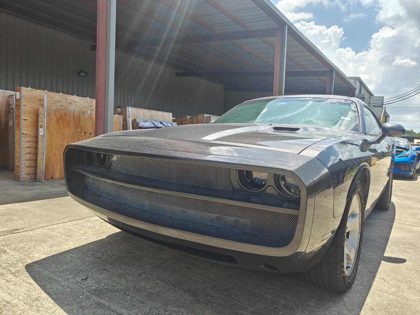 Dodge Challenger Demon Redeye Hellcat T/A Scat Pack 392 SRT R/T SXT SE 2008 2009 2010 2011 2012 2013 2014 2015 2016 2017 2018 2019 2020 2021 2022 2023 with Aftermarket Parts - "CHOPPER" Front Bumper Carbon Fiber / FRP from Robot Craftsman