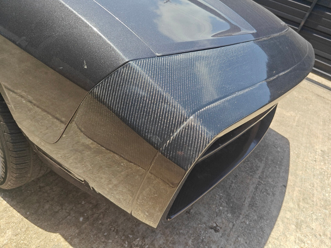 Dodge Challenger Demon Redeye Hellcat T/A Scat Pack 392 SRT R/T SXT SE 2008 2009 2010 2011 2012 2013 2014 2015 2016 2017 2018 2019 2020 2021 2022 2023 with Aftermarket Parts - "CHOPPER" Front Bumper Carbon Fiber / FRP from Robot Craftsman