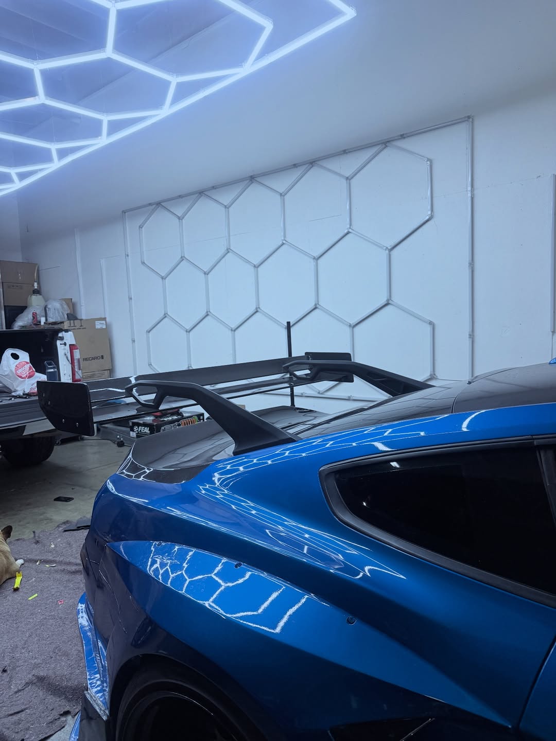 Ford Mustang Ecoboost V6 GT March1 Bullitt S550.1 S550.2 2015 2016 2017 2018 2019 2020 2021 2022 2023 (limits trunk functionality) with Aftermarket Parts - GTD Style Rear Spoiler Wing Carbon Fiber / FRP from Robot Craftsman