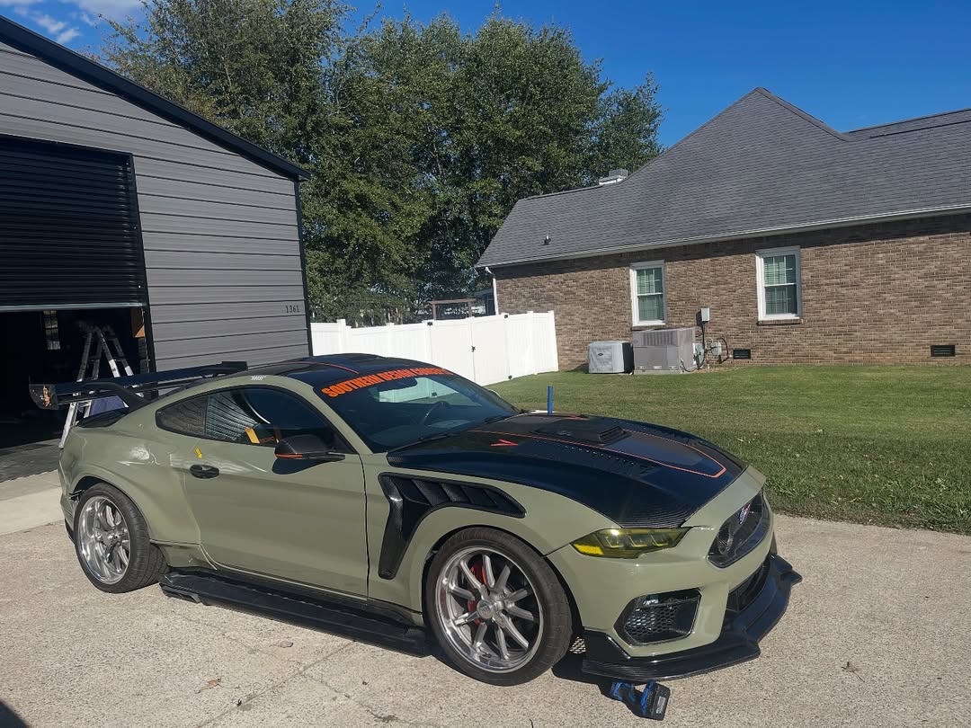 Ford Mustang Ecoboost V6 GT March1 Bullitt S550.1 S550.2 2015 2016 2017 2018 2019 2020 2021 2022 2023 (limits trunk functionality) with Aftermarket Parts - GTD Style Rear Spoiler Wing Carbon Fiber / FRP from Robot Craftsman