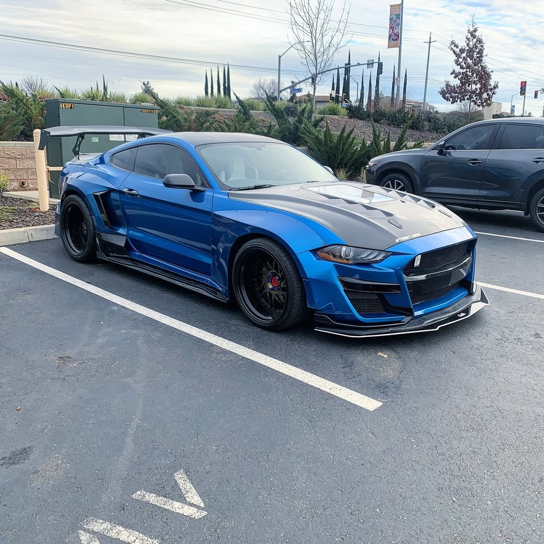 Ford Mustang Ecoboost V6 GT March1 Bullitt S550.1 S550.2 2015 2016 2017 2018 2019 2020 2021 2022 2023 (limits trunk functionality) with Aftermarket Parts - GTD Style Rear Spoiler Wing Carbon Fiber / FRP from Robot Craftsman