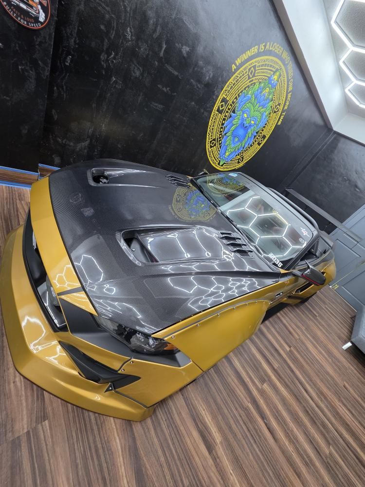 Ford Mustang Ecoboost V6 GT March1 Bullitt S550.2 2018 2019 2020 2021 2022 2023 with Aftermarket Parts - STORM Hood Bonnet Carbon Fiber / FRP from Robot Craftsman
