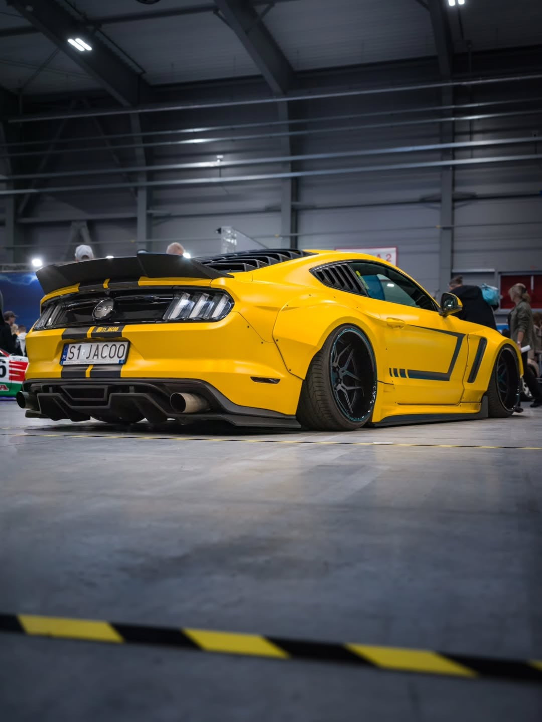 Ford Mustang Ecoboost V6 GT March1 Bullitt S550.1 S550.2 2015-2023 (note: dual exhaust tips) with Aftermarket Parts - "STORM" Rear Diffuser Carbon Fiber / FRP from Robot Craftsman