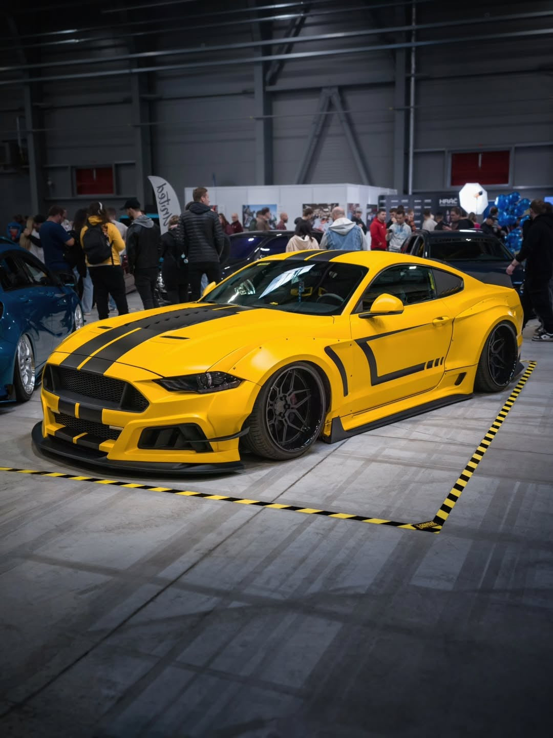 Ford Mustang Ecoboost V6 GT S550.1 2015 2016 2017 & Mustang Ecoboost V6 GT March1 Bullitt S550.1 S550.2 2015 2016 2017 2018 2019 2020 2021 2022 2023 & Mustang Ecoboost V6 GT March1 Bullitt S550.2 2018 2019 2020 2021 2022 2023 with Aftermarket Parts - STORM Widebody Front Bumper & Lip & Replacement Front Lip Only Carbon Fiber/FRP from Robot Craftsman