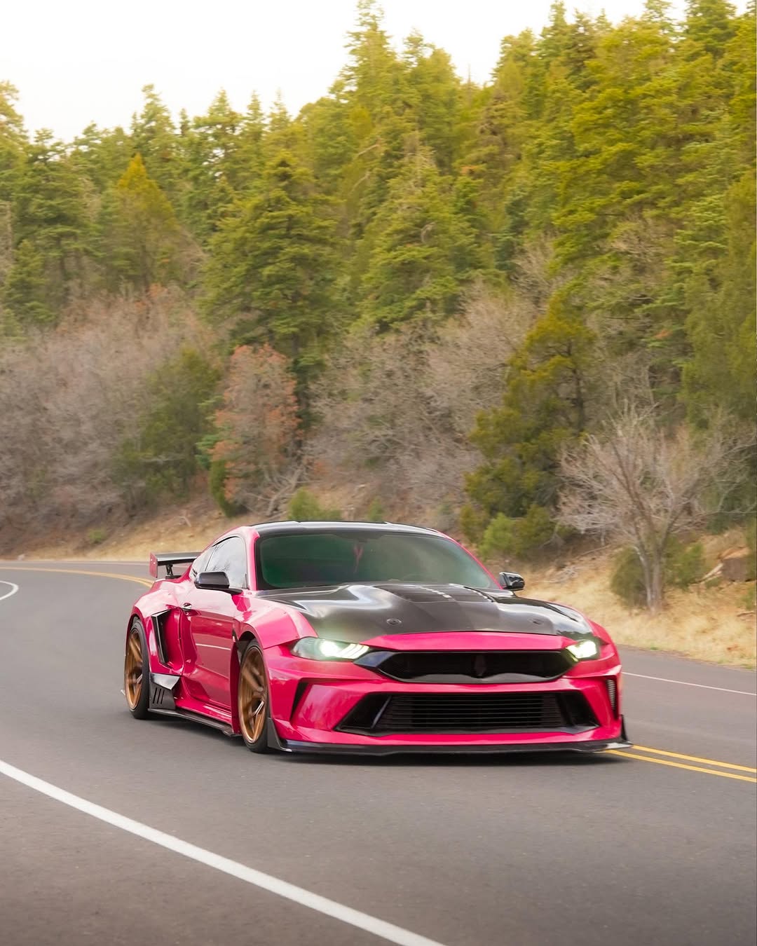 Ford Mustang Ecoboost V6 GT 2015 2016 2017 & Mustang Ecoboost V6 GT S550.1 2015 2016 2017 & Mustang Ecoboost V6 GT March1 Bullitt S550.2 2018 2019 2020 2021 2022 2023 with Aftermarket Parts - DUSK Front Bumper & Lip (Badge included) & Replacement Front Lip Only Carbon Fiber / FRP from Robot Craftsman