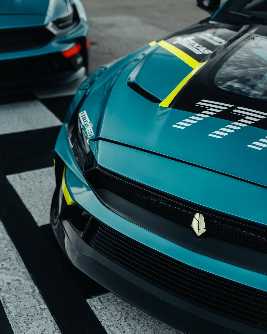 Ford Mustang Ecoboost V6 GT 2015 2016 2017 & Mustang Ecoboost V6 GT S550.1 2015 2016 2017 & Mustang Ecoboost V6 GT March1 Bullitt S550.2 2018 2019 2020 2021 2022 2023 with Aftermarket Parts - DUSK Front Bumper & Lip (Badge included) & Replacement Front Lip Only Carbon Fiber / FRP from Robot Craftsman