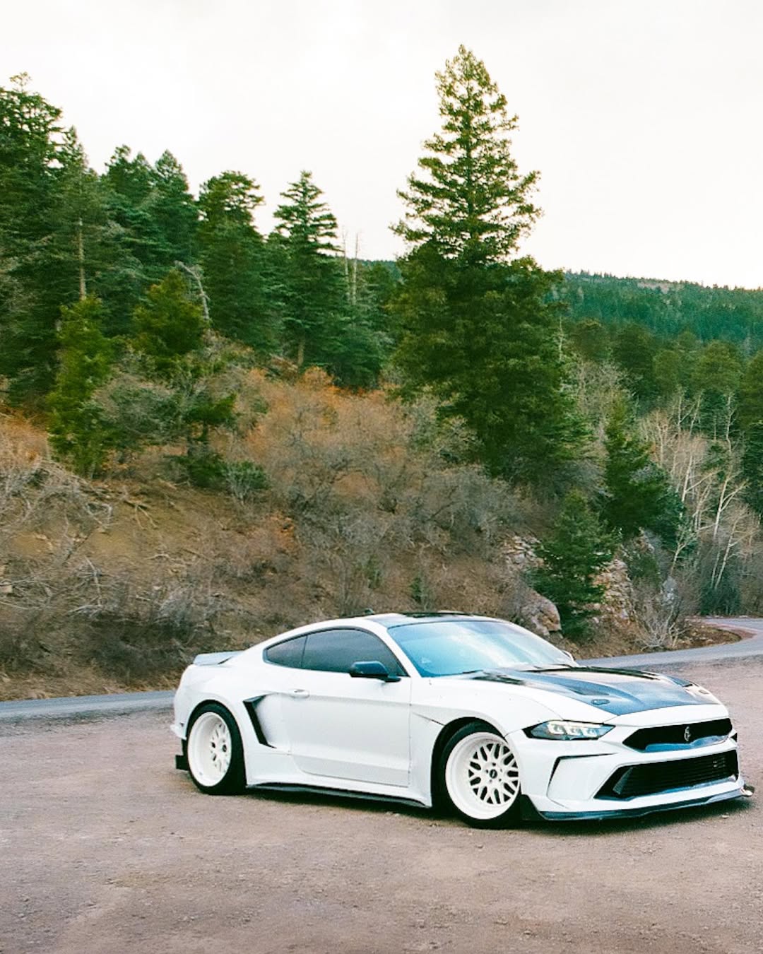 ord Mustang Ecoboost V6 GT S550.1 2015 2016 2017 & Mustang Ecoboost V6 GT March1 Bullitt S550.2 2018 2019 2020 2021 2022 2023 with Aftermarket Parts - " DAWN & DUSK " Widebody Fender Flares Wheel Arches & Side Skirts Carbon Fiber / FRP from Robot Craftsman