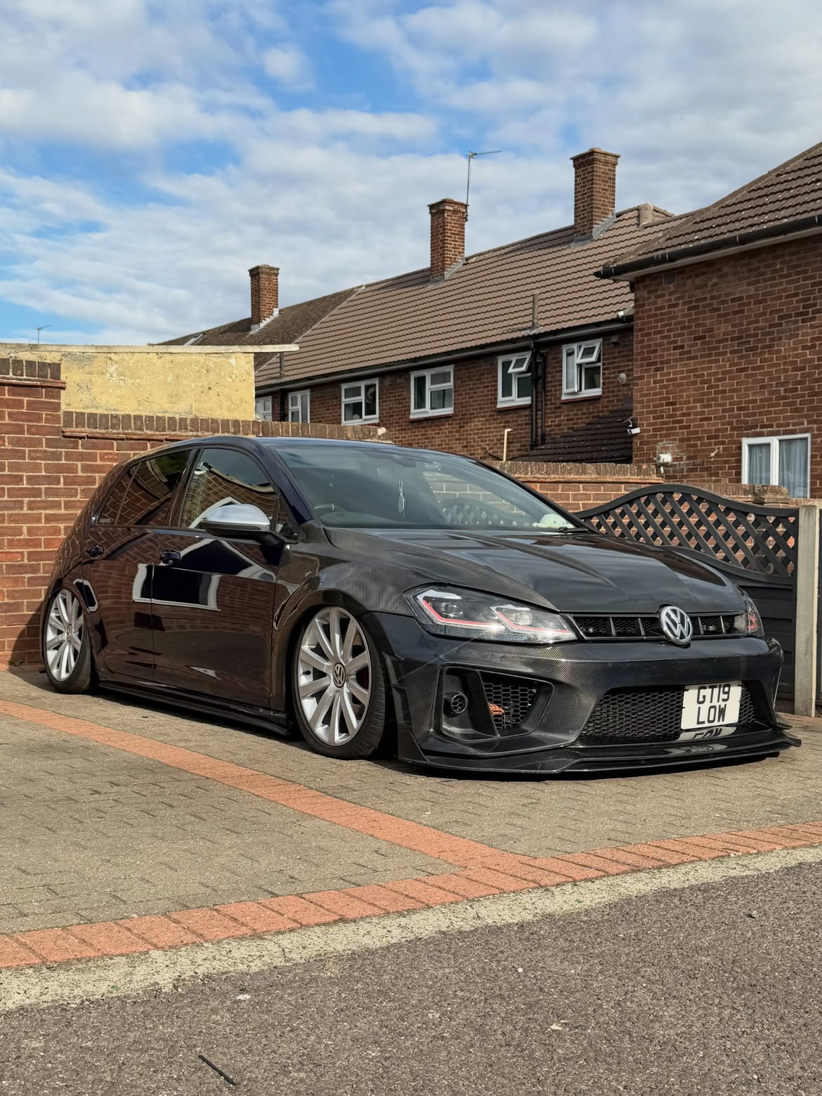 Volkswagen Golf R GTI Base MK7 MK7.5 2015 2016 2017 2018 2019 2020 2021 with Aftermarket Parts - Front Grill Replacement & ROBOT emblem cover Carbon Fiber / FRP from Robot Craftsman