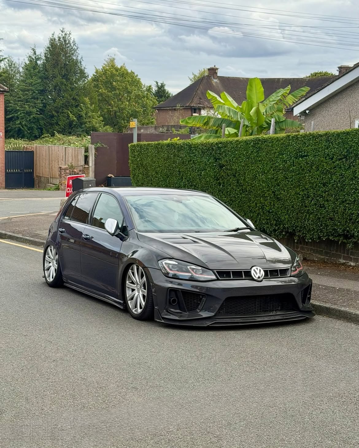 Volkswagen Golf R GTI Base MK7 MK7.5 2015 2016 2017 2018 2019 2020 2021 & Golf R GTI Base MK7 2015 2016 2017 & Golf R GTI Base MK7.5 2018 2019 2020 2021 with Aftermarket Parts - Front Lip & Front Bumper Carbon Fiber / FRP from Robot Craftsman
