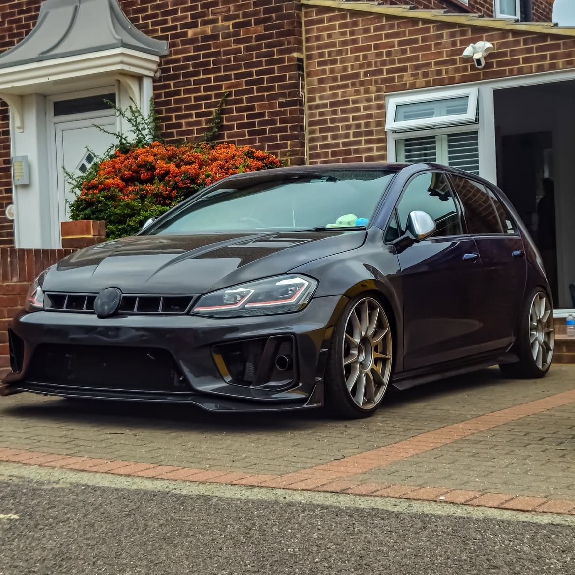 Volkswagen Golf R GTI Base MK7 MK7.5 2015 2016 2017 2018 2019 2020 2021 & Golf R GTI Base MK7 2015 2016 2017 & Golf R GTI Base MK7.5 2018 2019 2020 2021 with Aftermarket Parts - Front Lip & Front Bumper Carbon Fiber / FRP from Robot Craftsman
