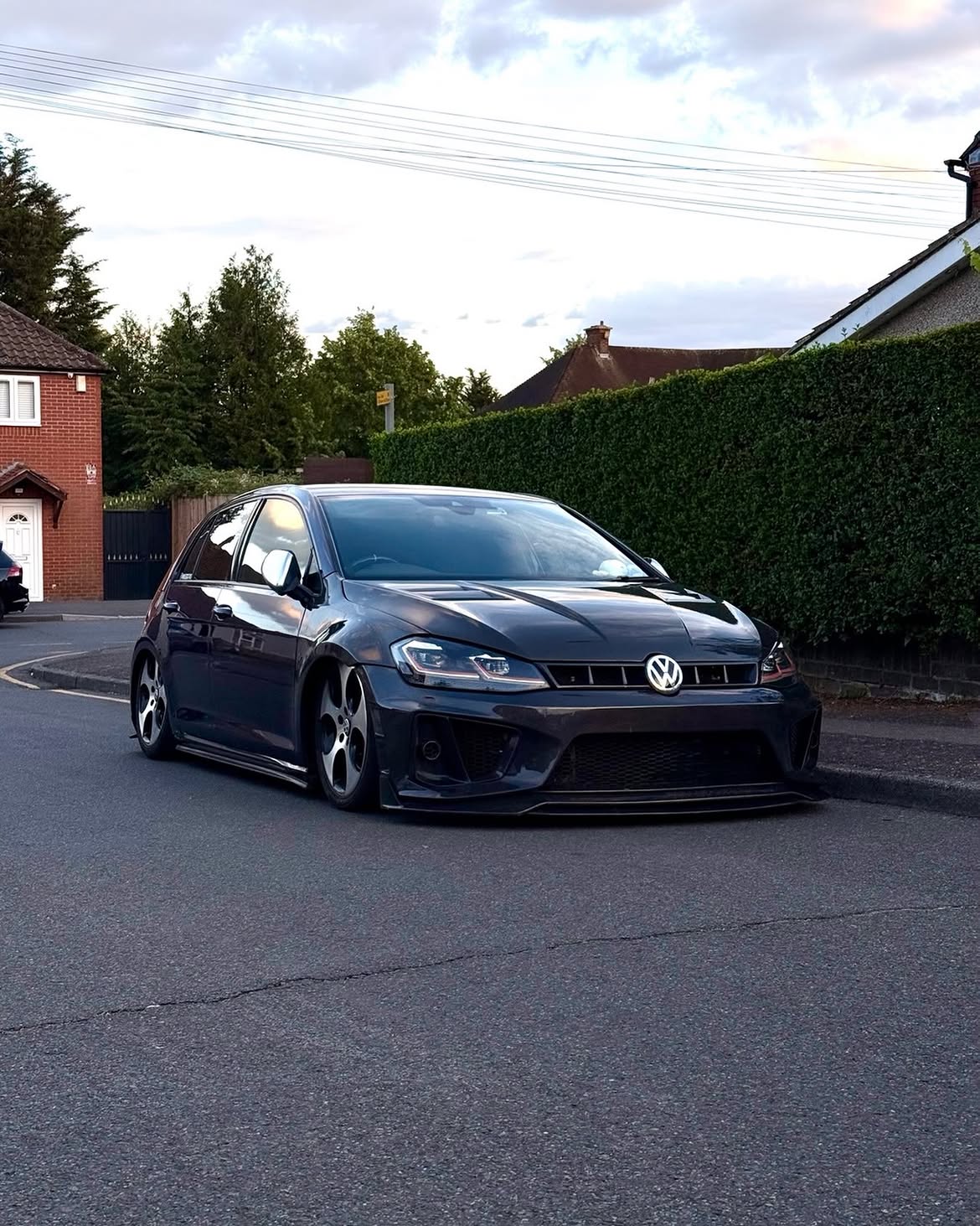 Volkswagen Golf R GTI Base MK7 MK7.5 2015 2016 2017 2018 2019 2020 2021 & Golf R GTI Base MK7 2015 2016 2017 & Golf R GTI Base MK7.5 2018 2019 2020 2021 with Aftermarket Parts - Front Lip & Front Bumper Carbon Fiber / FRP from Robot Craftsman