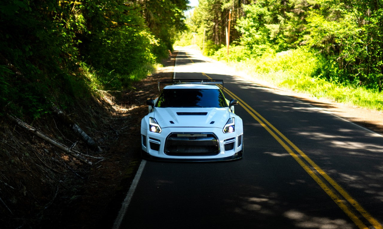 Nissan GTR Nismo Black Edition Track Edition Premium Base 2008 2009 2010 2011 2012 2013 2014 2015 2016 (for installation on 2017-2024 vehicles, 2008-2016 front bumper is recommended) with Aftermarket Parts - "Godzilla" Hood Bonnet Carbon Fiber / FRP from Robot Craftsman